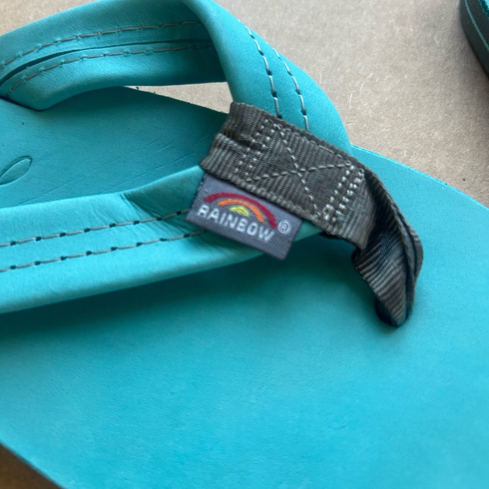 Rainbow Teal Women's Flip Flop Sandals - Picture 2 of 4